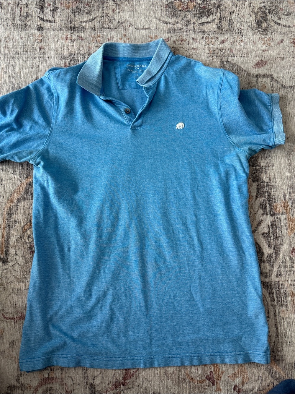 Banana Republic Light Blue Men's Polo with Elephant Logo